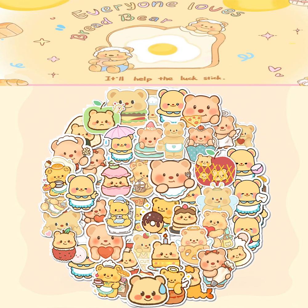 50/100/200Pcs cute butter bear stickers, perfect for notebook decoration and sealing gift boxes, great value!