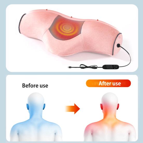 Массажная подушка для защиты шеи, горб, 3-в-1, массажная подушка для тракции, подогреваемая подушка из пены с эффектом памяти для облегчения боли, для использования дома, в общежитии