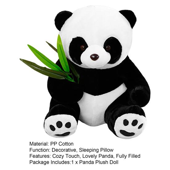 Panda Plush Doll Contrast Color Realistic Fully Filled Bamboo Leaf Soft Touch Home Decoration Exquisite Chubby Sofa Panda Pillow Toy Kids Toy