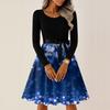 Women's Casual Fashion Round Neck Long Sleeve Christmas Printed Party Vintage Long Dresses
