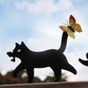 Yousheng Garden Cat Signs Metal Black Cat Silhouette Statues Bird Repellent Outdoor Decor Cat Mother And Kids Signs for Yard Lawn Decorations
