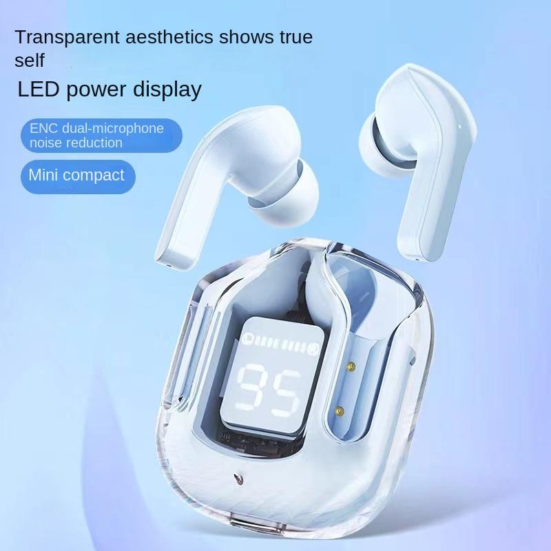 Bluetooth Headset Tws In-ear Digital Display Call Music Battery Life Portable Transparent Space Capsule Bluetooth 5.3