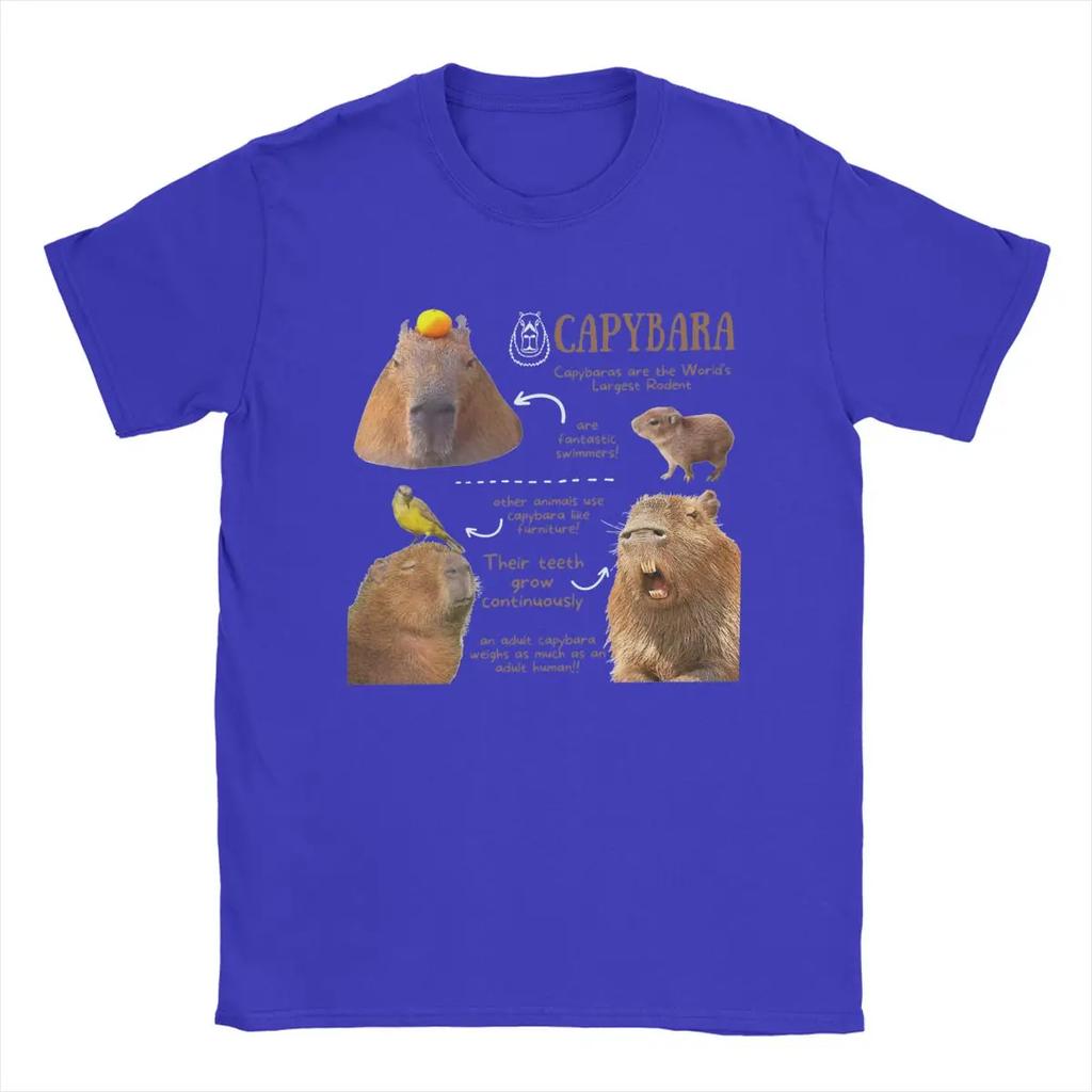 Capybara Fun Facts Футболки Мужские Винтажные Футболки 100% Хлопок Круглый Вырез Короткие Рукава Футболки Идея Подарка Одежда