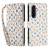 For Samsung Galaxy A36 5G/A56 5G Wallet Case Rhombic Floral Design Leather Flip Phone Cover with Strap