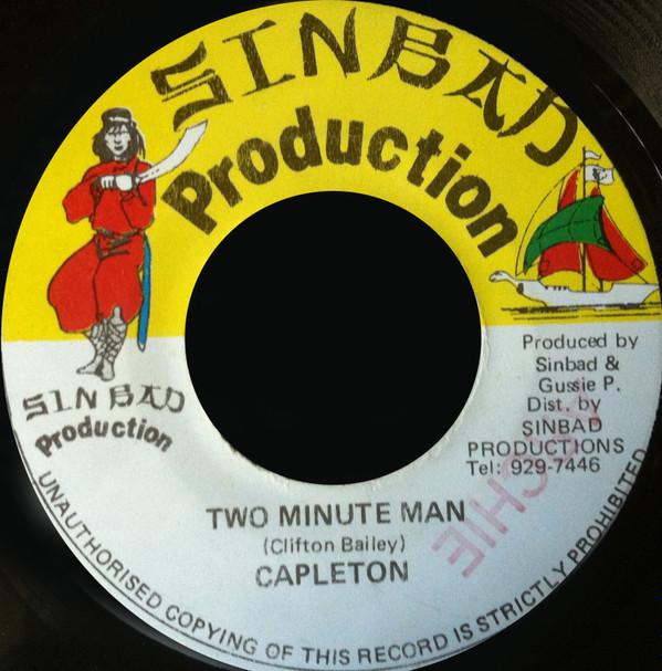 7-дюймовая пластинка CAPLETON - Two Minute Man NONE Sinbad Producti 1992 Ямайка Регги, Ска и Даб Б/у