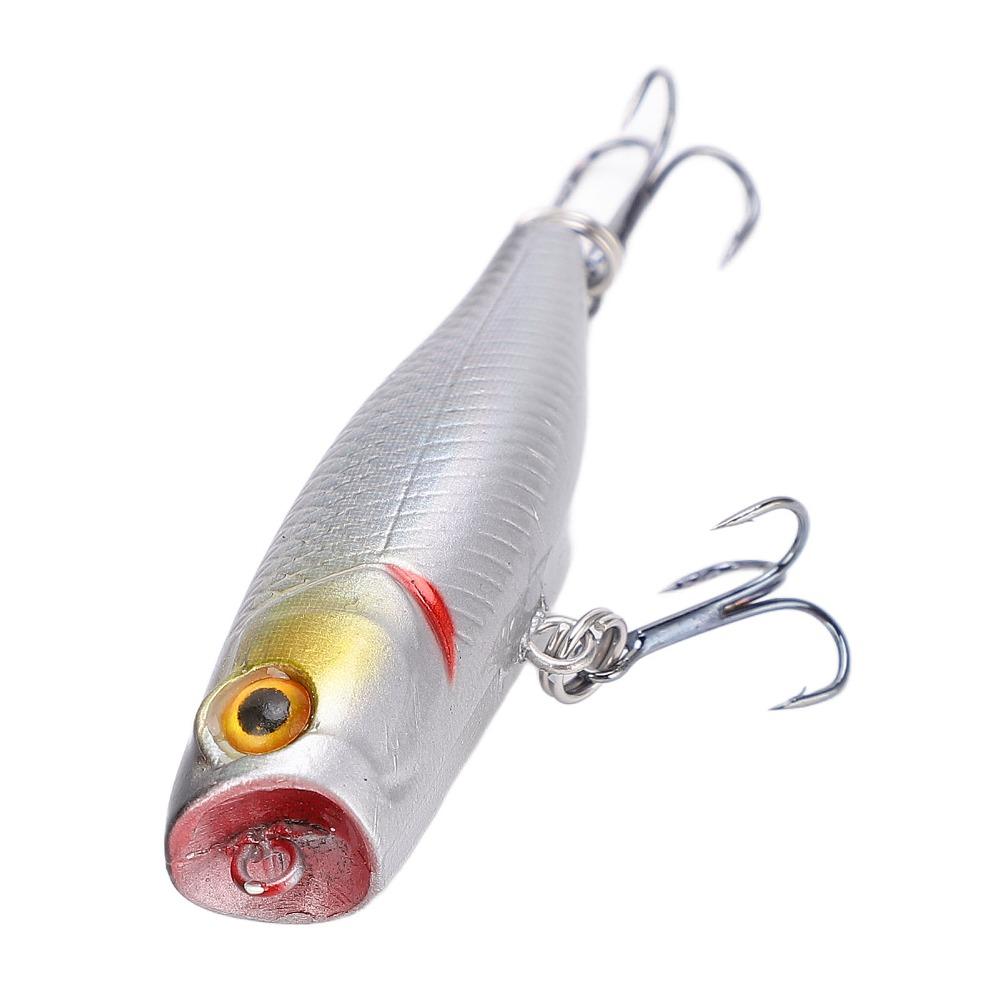 5pcs with 3D Eyes Topwater Popper Lures with Rolling Steel Balls Fishing Lures For Bass