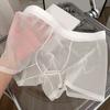 Men Boxer Underwear Mid-rise Elastic Waist U-Convex Shorts Briefs Ultra Thin Transparent Ice Silk Seamless Panties