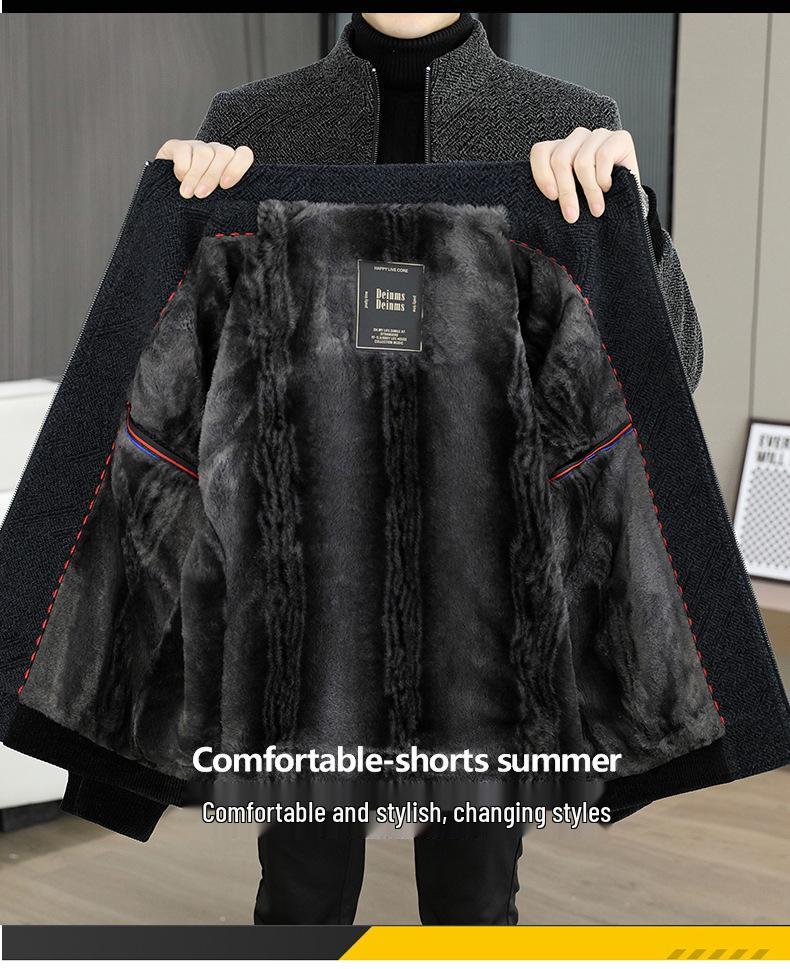 Мужская куртка из шерстяного велюра Pierre Cardin - Молодежная повседневная, С подкладкой из бархата, Теплая, Зимняя одежда