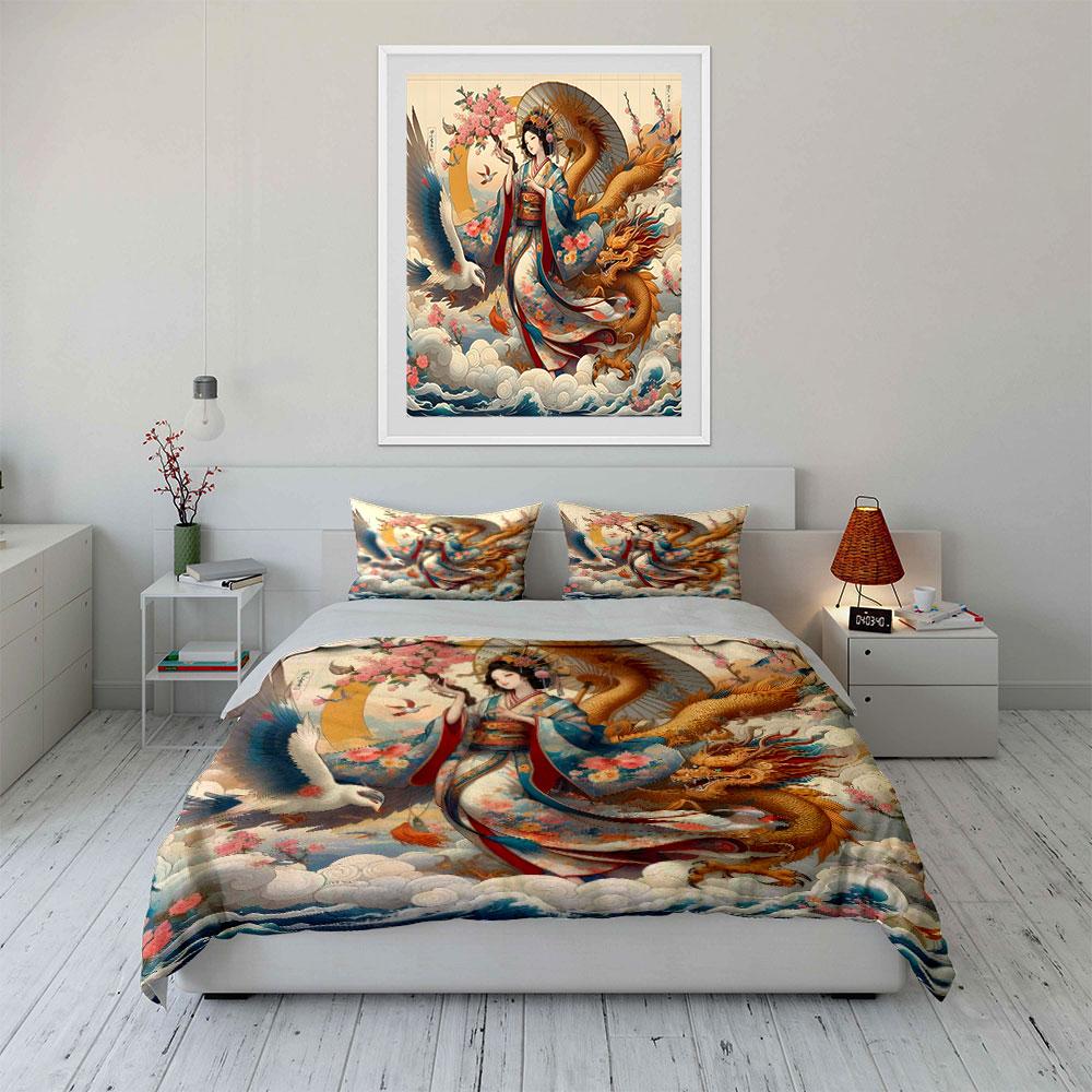 "Oriental Fantasy Three-Piece Decor" Multiple sizes kid's and adults' bedroom Exquisite 3PC bedding set, gift