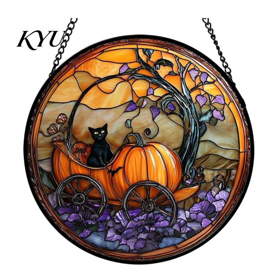Old School Horror Room Decor Retro Halloween Pendant, Ghost/Bat/Spider Web/Pumpkin Head Print, Door Handle Welcome Sign Vintage Acrylic Hanging