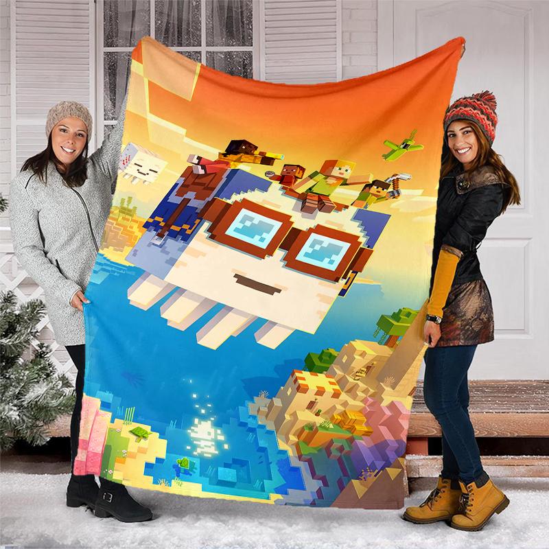 Blocky pixel game printed blanket—lightweight,soft,warm;versatile blanket all seasons—perfect as &air-conditioning throw,nap blanket