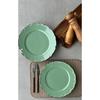Bastien Green Handmade Porcelain Serving Plate Set for 6 People 25 Cm