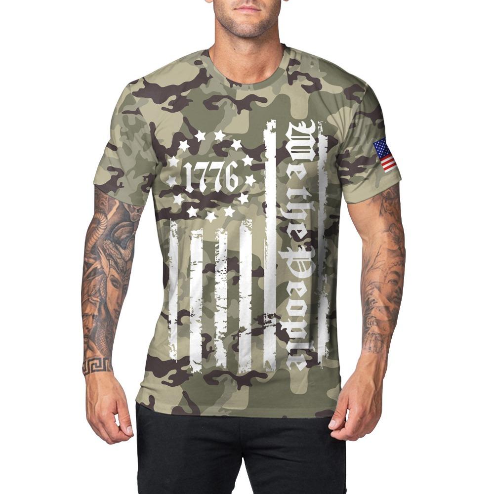 Футболка мужская модная с круглым вырезом и короткими рукавами, с 3D цифровой печатью в виде флага