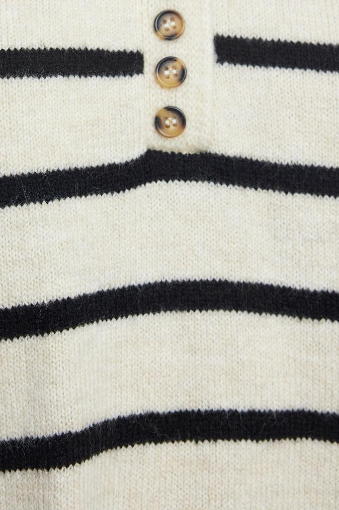 Women's Fashionable Stylish Sweater Stone Soft Textured Basic Striped Knitwear Sweater