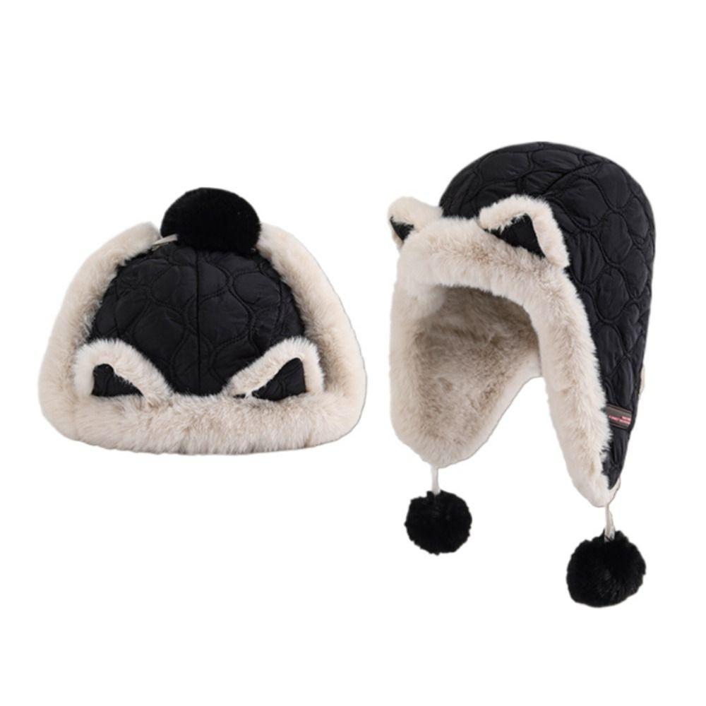 Теплая плюшевая шапка-бини, ветрозащитная шапка с защитой ушей, креативная шапка-пуловер с кошачьими ушками, женская