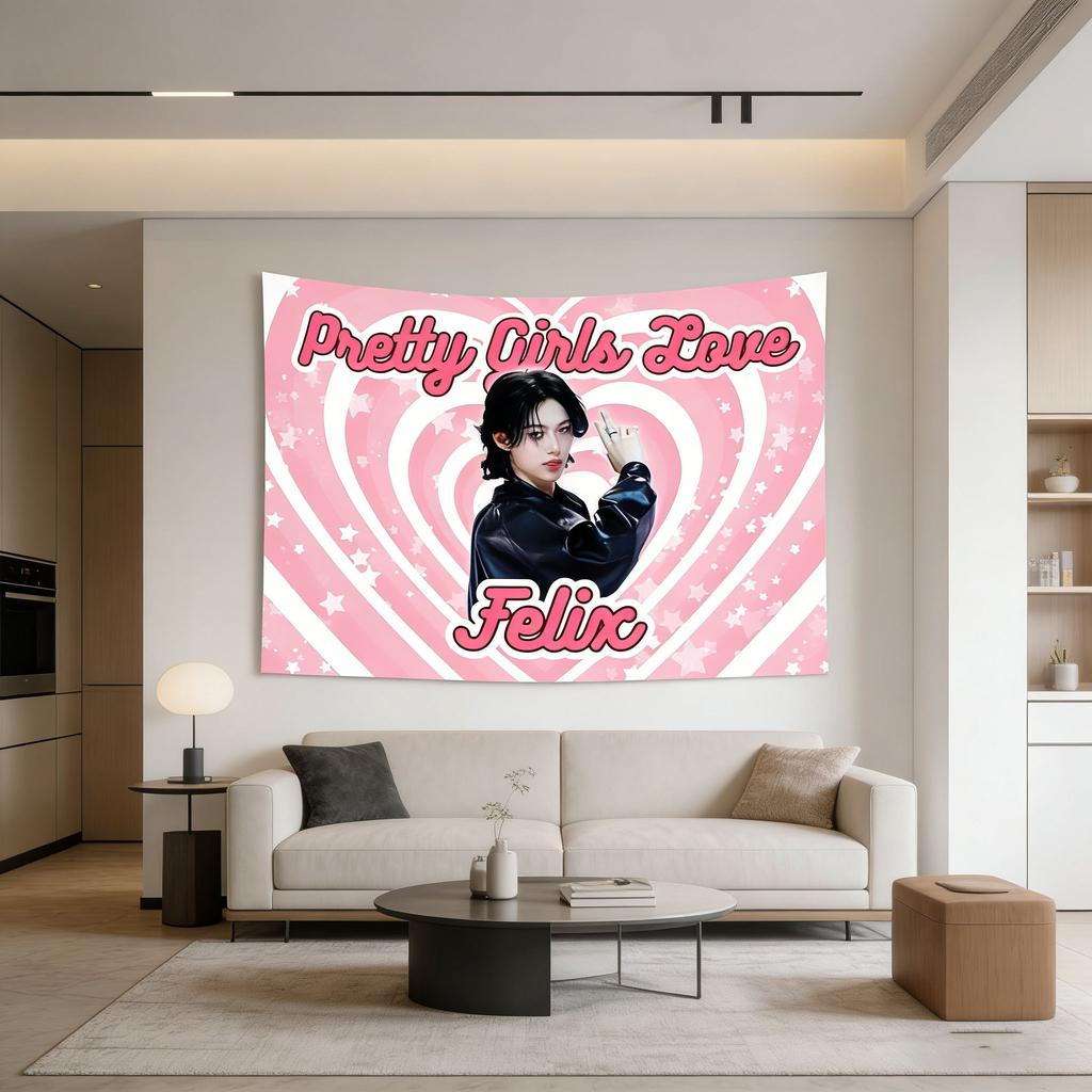 VAKAMA Pink Design Backdrop Cloth Tapestry Suitable For Bedroom Dorm Concert Party Decoration Gifts For Kpop Fans Support Gifts