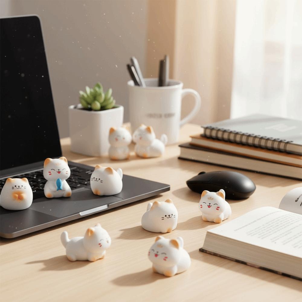 Wealth Cat Model Mini Resin Crafts Kawaii Animal Ornaments Cat Figurine Desktop Decoration