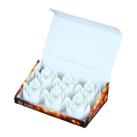 6 Pcs Diwali LED Lotus Candles Flameless Lotus Tea Light Battery Operated Flickering Buddhist Lamp for Home Desktop Centerpiece