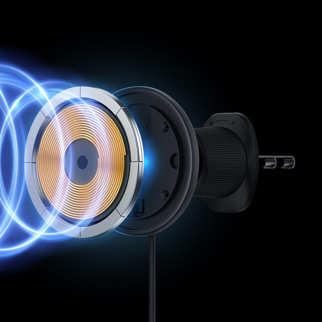 Baseus CW01 15W Fast Charging Wireless Car Mount for iPhone – Air Vent Compatible, Black