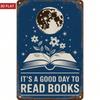 Металлическая настенная табличка Blue Moon Books «Хороший день, чтобы почитать» Винтажный декор для библиотеки Оловянная табличка