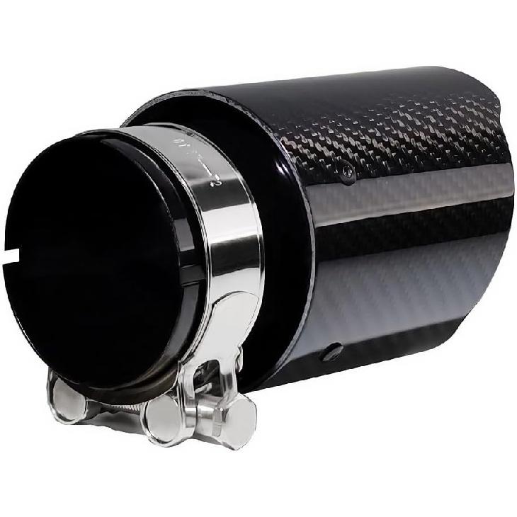 2.5"Inlet 3.5"Outlet Exhaust Tips Carbon Fiber Tailpipe Exhaust Pipe Tail Throat Tail Pipe Modification Parts GlossyBlack