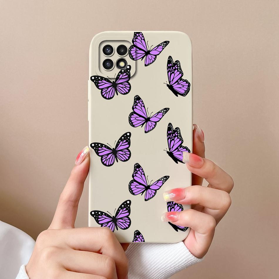 Для Samsung A22 A22S Чехол Цветной Покрашенный Мягкий Жидкий Силикон Защита Камеры Чехол для Телефона Для Samsung A 22 4G 5G A 22S Fundas