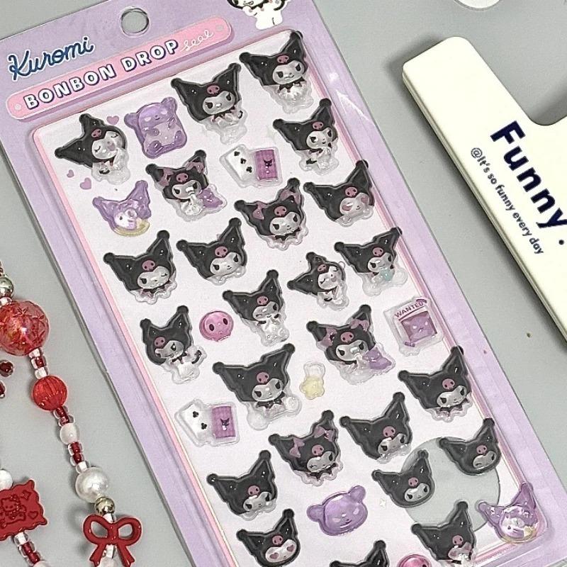 Кавайные Sanrio Hello Kitty DIY 3D Рельефные Декоративные Наклейки Милые Мультяшные Kuromi Cinnamoroll Чехол для Телефона Креативное Украшение Подарки