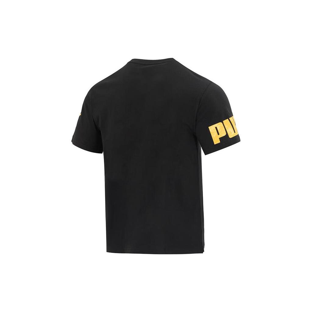 Puma Футболка с круглым вырезом и принтом логотипа и букв, американская винтажная футболка с коротким рукавом, мужская футболка, черная 676675-01