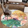 1pc Anime Design Round Carpet Office Chair Mat with Flower and Butterfly Print, Home Decor, Living Room, Bedroom, Game Room, Gift