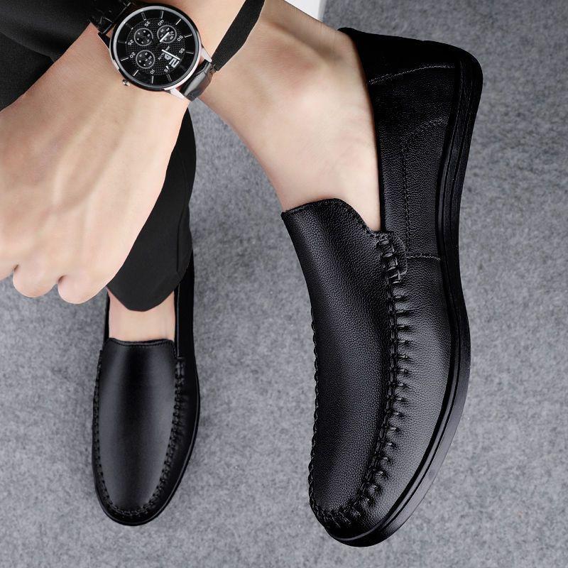 Fashion Black Plain Lightweight Man Casual Shoe Low Price Summer Sale Legitimate Social High Quality Fashion On Pu Leather Shoes for Men