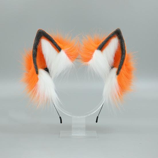 Плюшевая повязка на голову с искусственными ушками животных, вечерние косплей, Хэллоуин, обруч для волос ручной работы из плюшевой ткани, эластичная рамка, повязка на голову с искусственными лисьими ушками