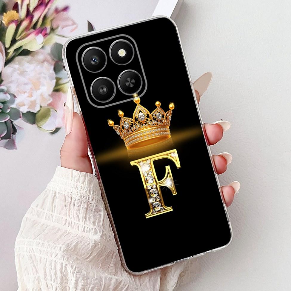 Clear For Honor 400Smart 5G LGN-NX1 Case For Honor 400 Smart Cover Luxury A-Z Letters Fashion Flowers Crown Soft Bumper Casing