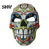 Breathable Cosplay Headwear Day of The Dead Skull Masque, Halloween Sugar Full Face Horror Theme Party Masque Masquerade Accessory for Cosplay,