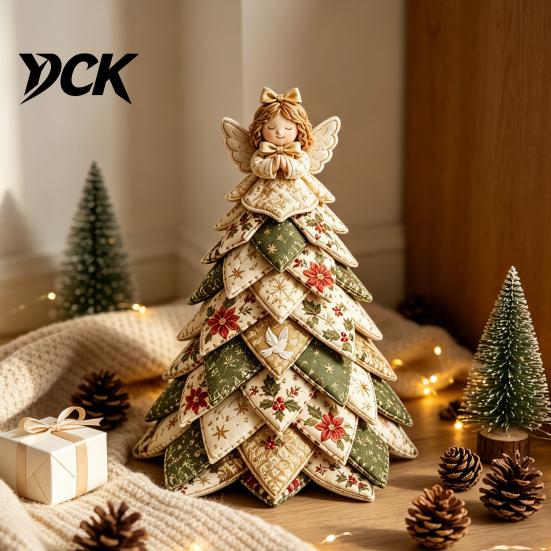 Tabletop Christmas Tree Craft Kit DIY Quilted Kit, 3D Fabric Patchwork Set for Sewing Projects Beginners Beginners, Handmade Holiday Decor with