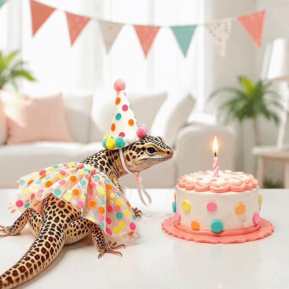 Adjustable Lizard Polka Dot Skirt Elastic Strap Small Pet Hat Soft Reptile Pet Clothing Walking