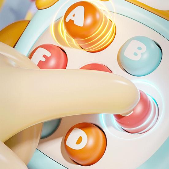 2-In-1 Mole Beating Whistle Toy Cartoon Dog Milk Tea Cup Push Button Handheld Game Machine Portable Travel Toddlers Educational Press Button Toy