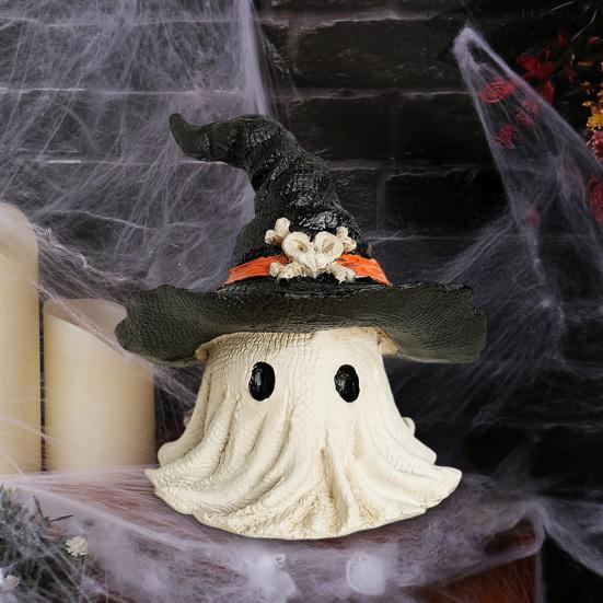 Halloween Ornament Ghost Wearing Witch Shape Statue Indoor Outdoor Display Statue Haunted House Ghost Ornament