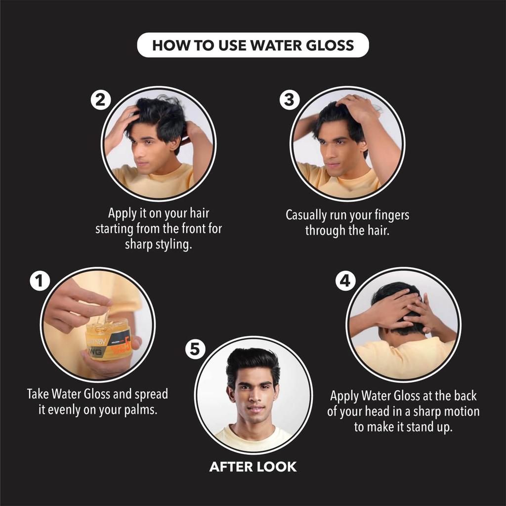 Gatsby Водный гель для волос 300г Суперсильная фиксация Эффект мокрых волос Блеск Не липкий Стойкий гель для укладки для мужчин