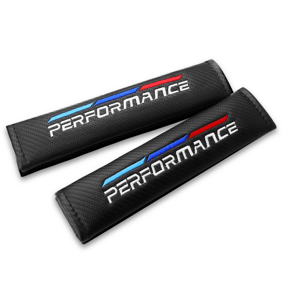 2PCS Carbon Fiber Car Seat Belt Cover Embroidery Shoulder Support Pad for Bmw M Performance F20 F30 G20 f31 F34 F10 G30 F11 F25