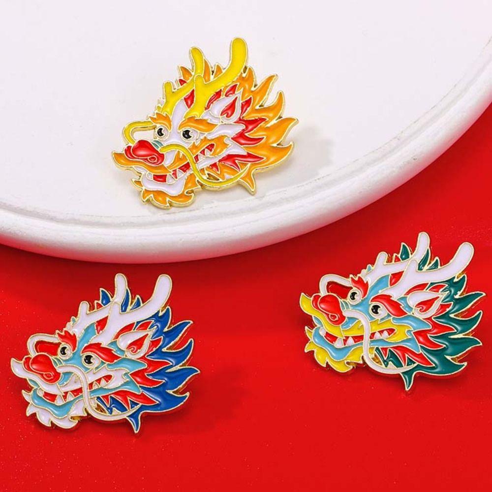 2024 Year Dragon Head Brooch Dragon Year Cartoon Pin Brooch Cartoon Dragon Year Brooch Jewelry