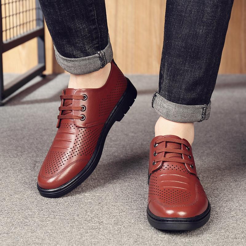 British Style Men'S Casual Oxford Shoes Breathable Massage Sole Outdoor Commuting Leather Shoes Business Men'S Work Shoes
