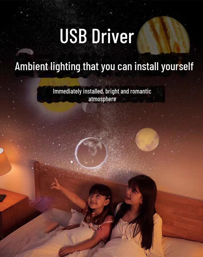 Лампа-проектор Луны - Ночной светильник с логотипом Welcome Starry Sky для спальни, заката и фонового освещения 