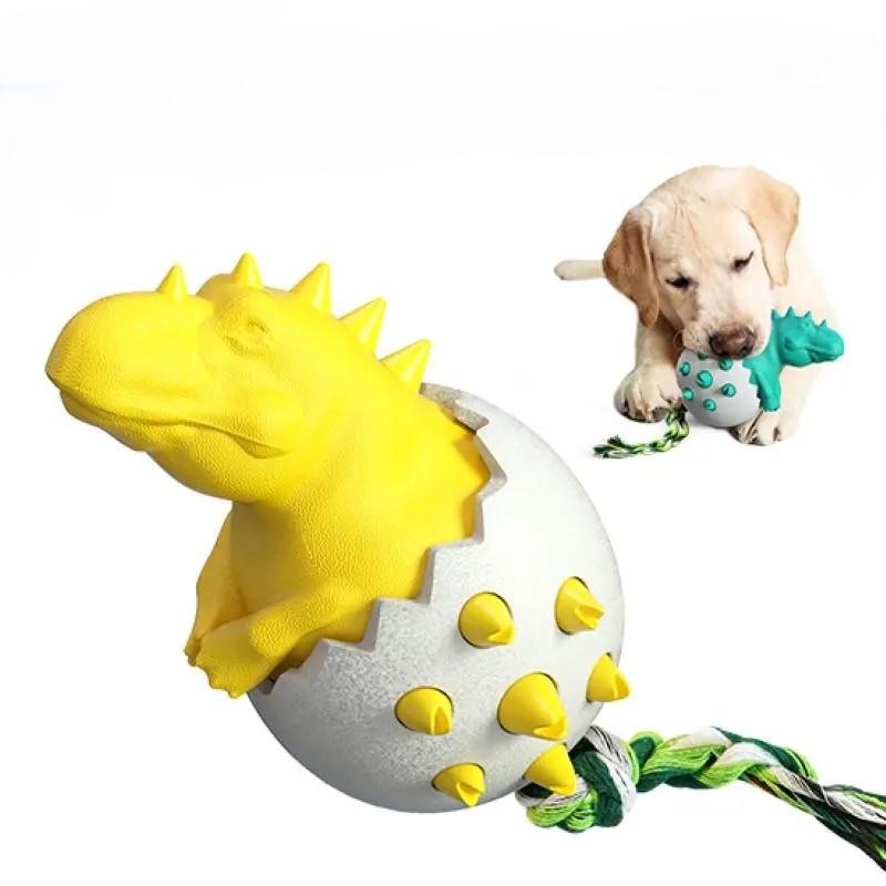 Аксессуары для собак, пищащие игрушки для жевания для агрессивных жевателей, жесткая игрушка-зубная щетка для собак, игрушка-диспенсер для лакомств в виде динозавра