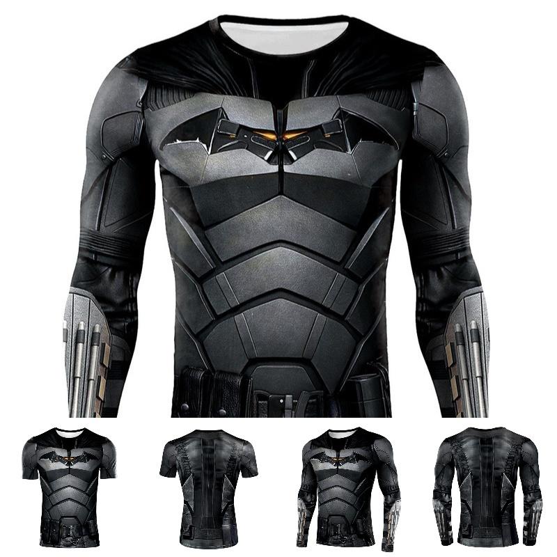 Durable Black Polyester Batman Cosplay Tee For Sports And Fitness