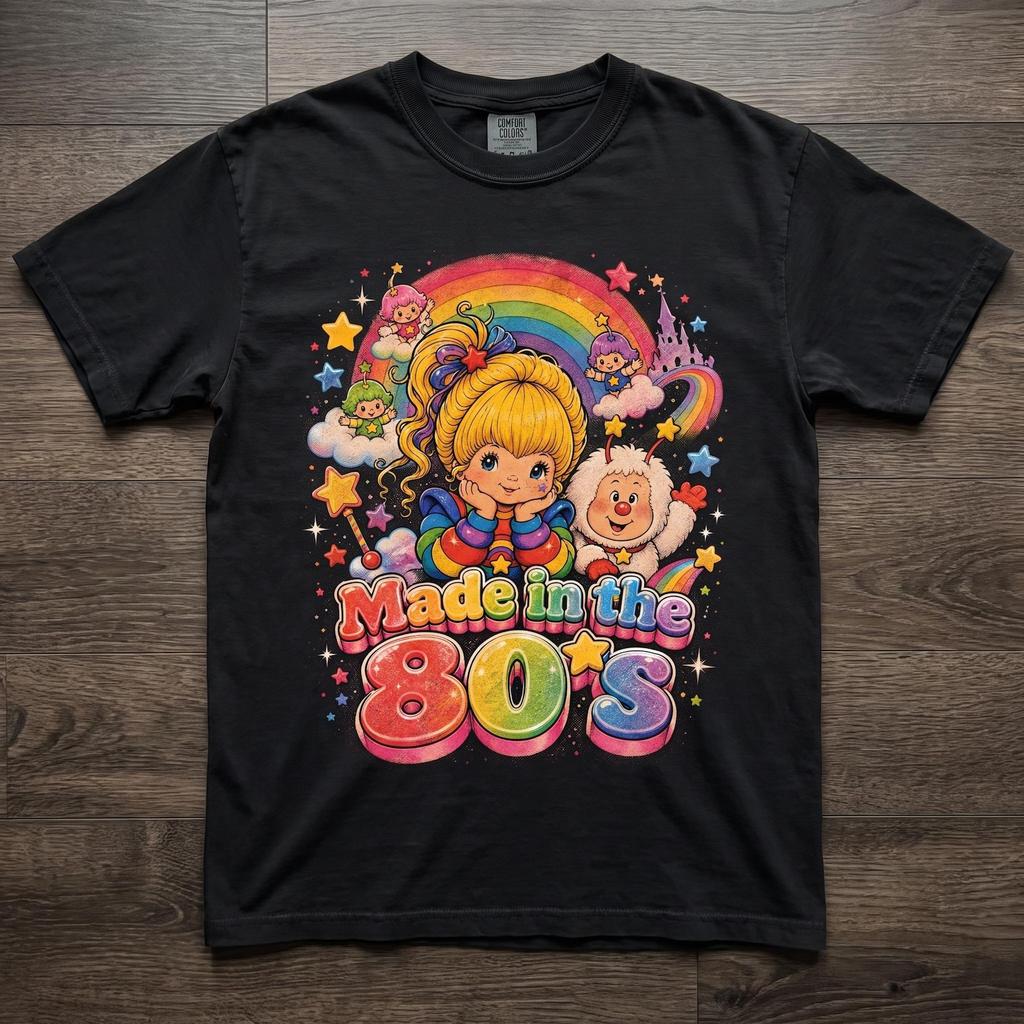 Футболка Rainbow Brite, сделано в 80-х | Ретро Мультяшная футболка Comfort Colors