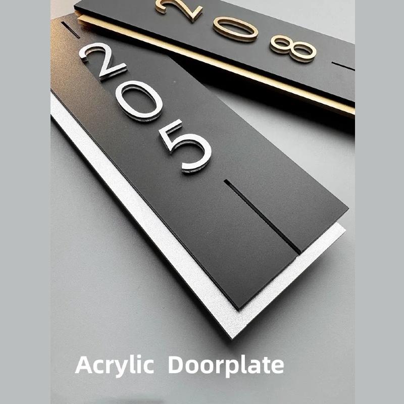 Acrylic Modern Door Plate Shop Sign Customize House Number For Home Office Flats Restaurant Hotel Cafe Bar Home Decor Plate