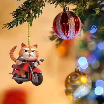 Декоративный кулон с изображением котенка на велосипеде, украшение для автомобиля, мультяшный кот, украшение на рождественскую елку