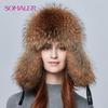 Женская шапка ушанка из кожи и меха лисицы