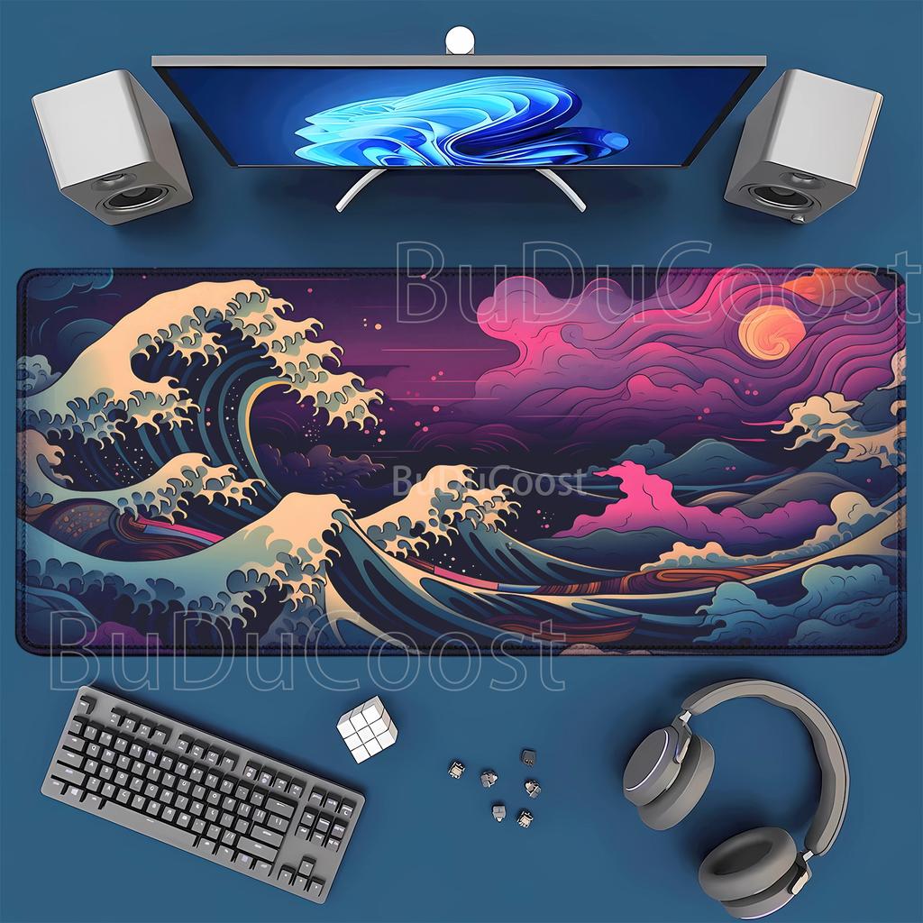 Большой игровой коврик для мыши XXL Великая волна море Игровой коврик для мыши ПК Офис HD Печать Игровые коврики Компьютер оверлок Большой коврик для стола