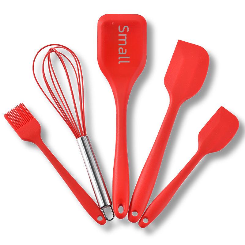 Силиконовый набор кухонной посуды: Скребок из 5 предметов, лопатка для торта, венчик для взбивания яиц, инструменты для выпечки, кисточка для масла.